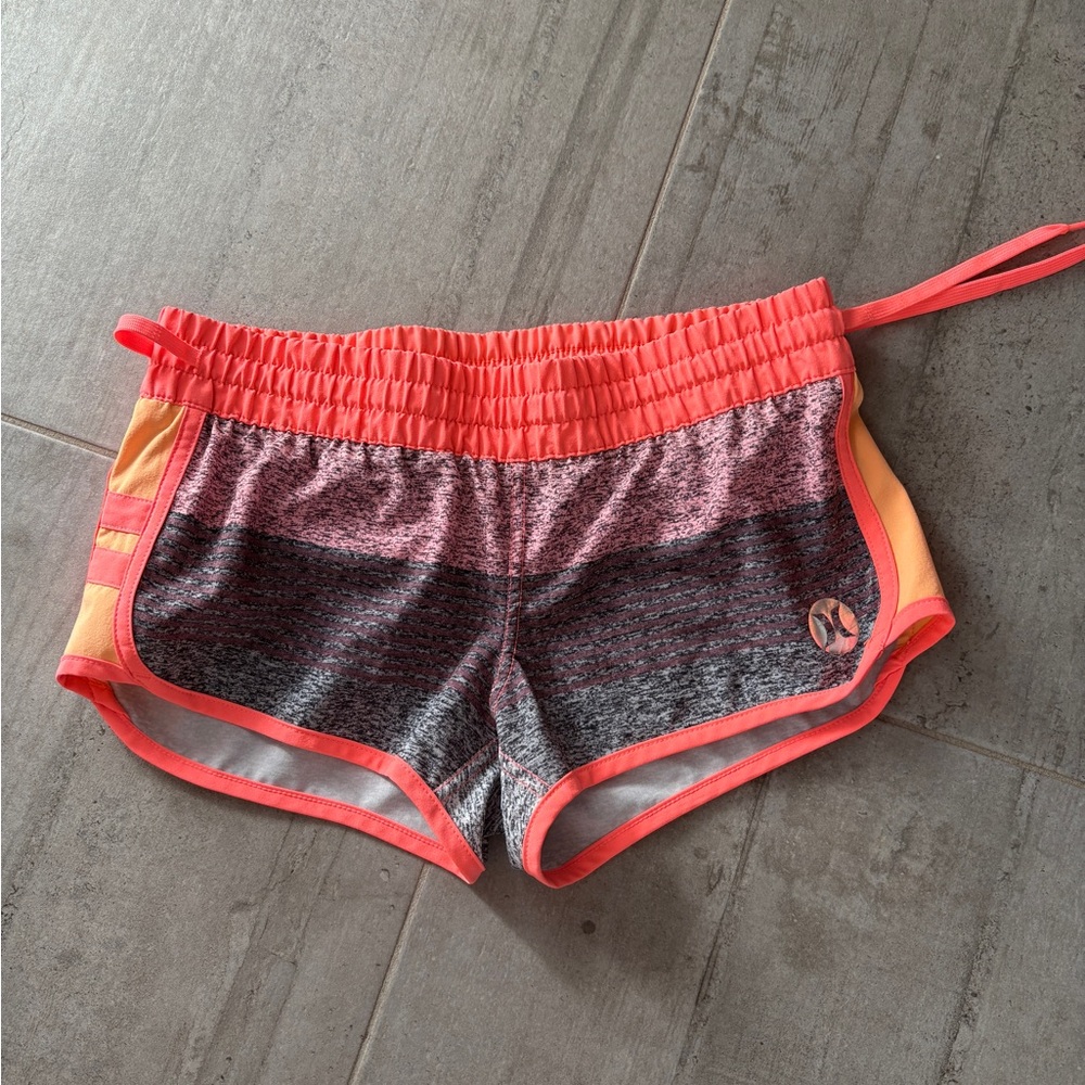 Hurley Women's Athletic Shorts - Coral and Gray